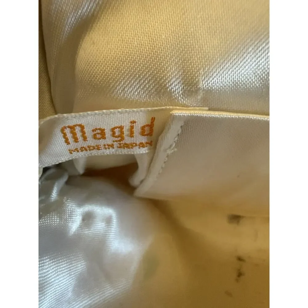 Vintage Magid Beaded Clutch Purse Cream Ivory Japan Beadwork Evening Bag
